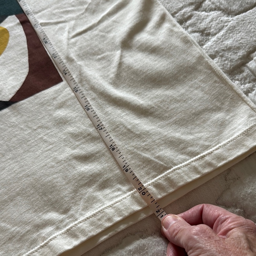 Madewell Cream and Blue Artistic Short Sleeve Top - Picture 4 of 5